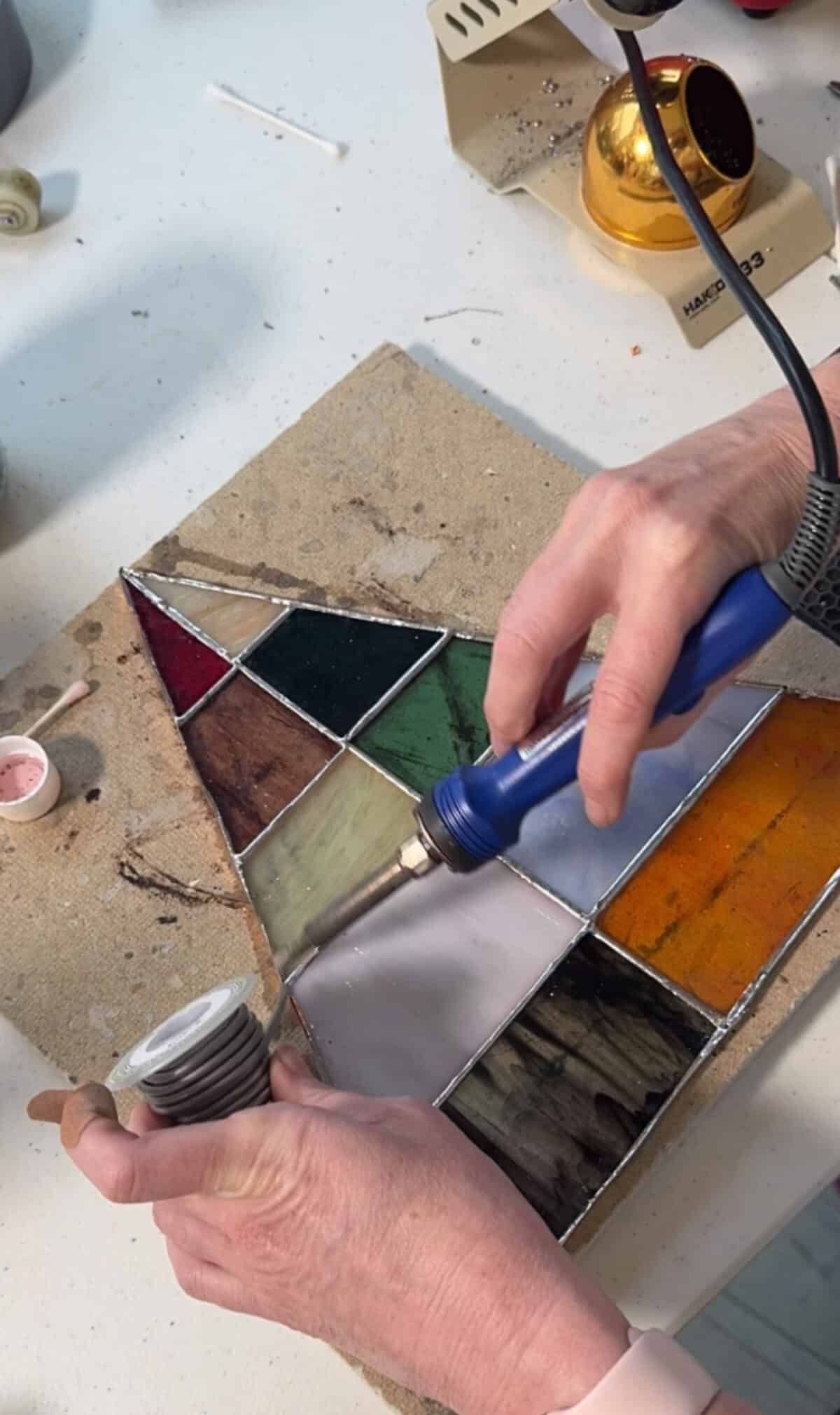 free-standing stained-glass christmas