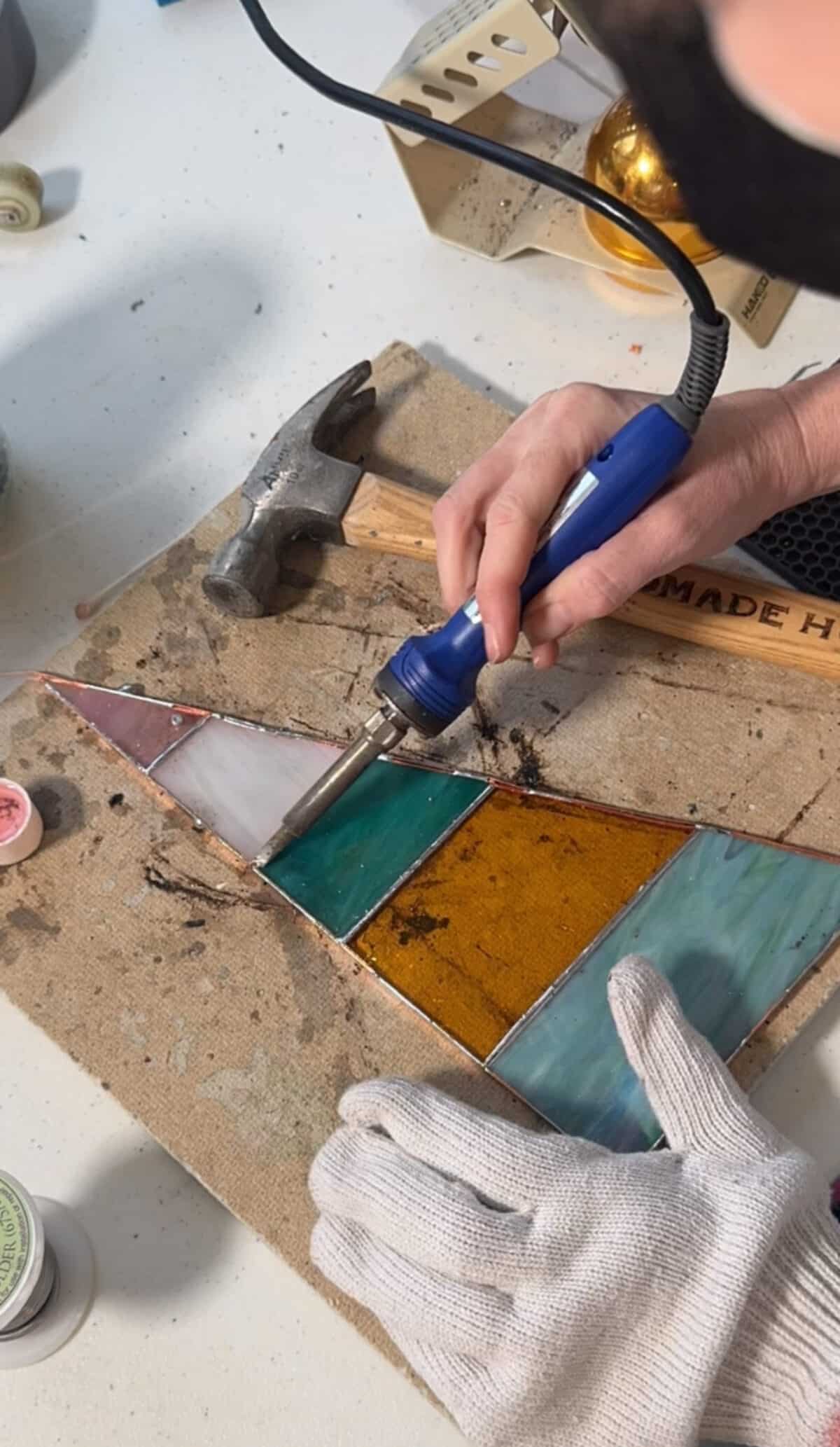 free-standing stained-glass christmas