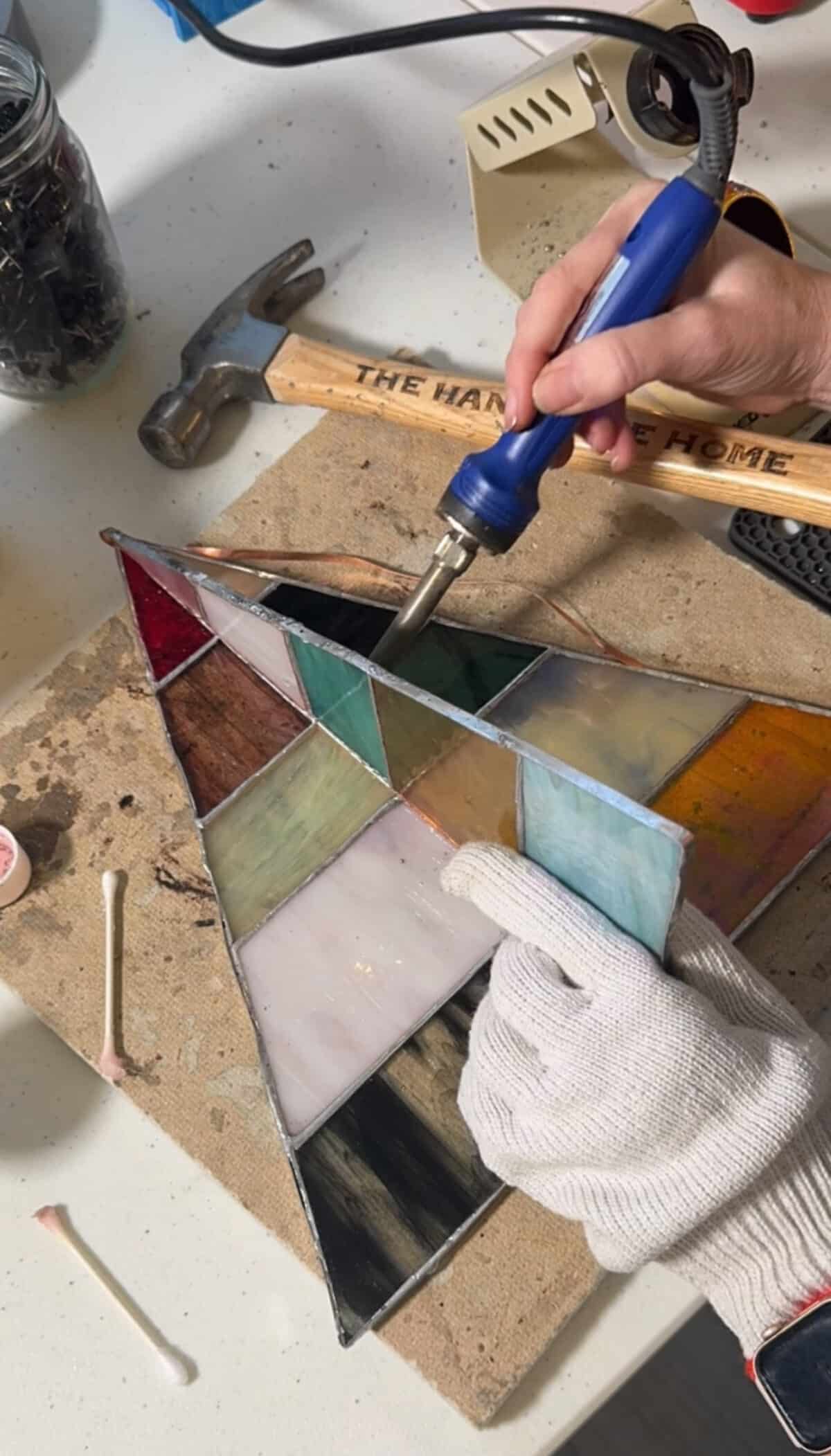 free-standing stained-glass christmas