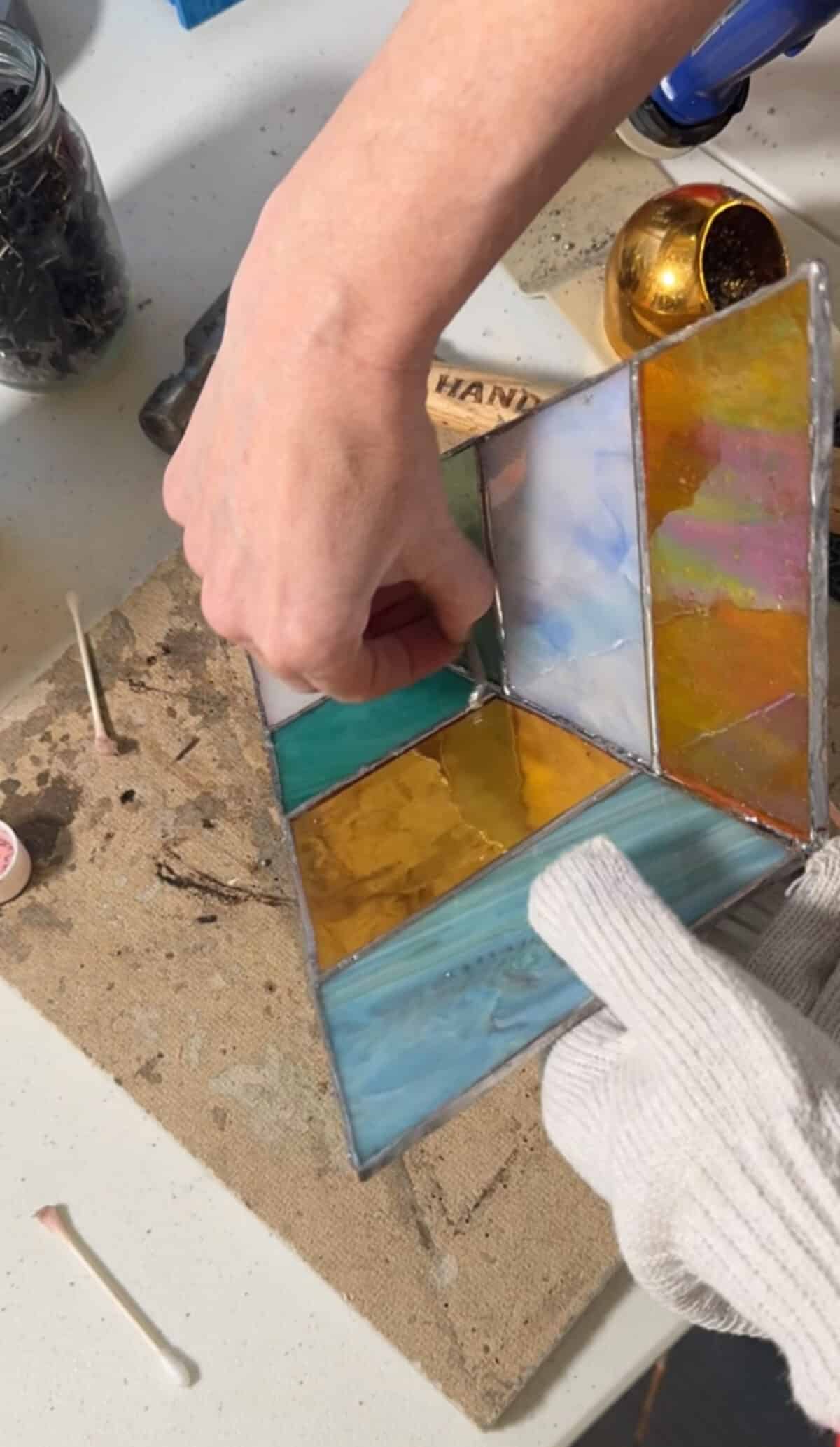 free-standing stained-glass christmas