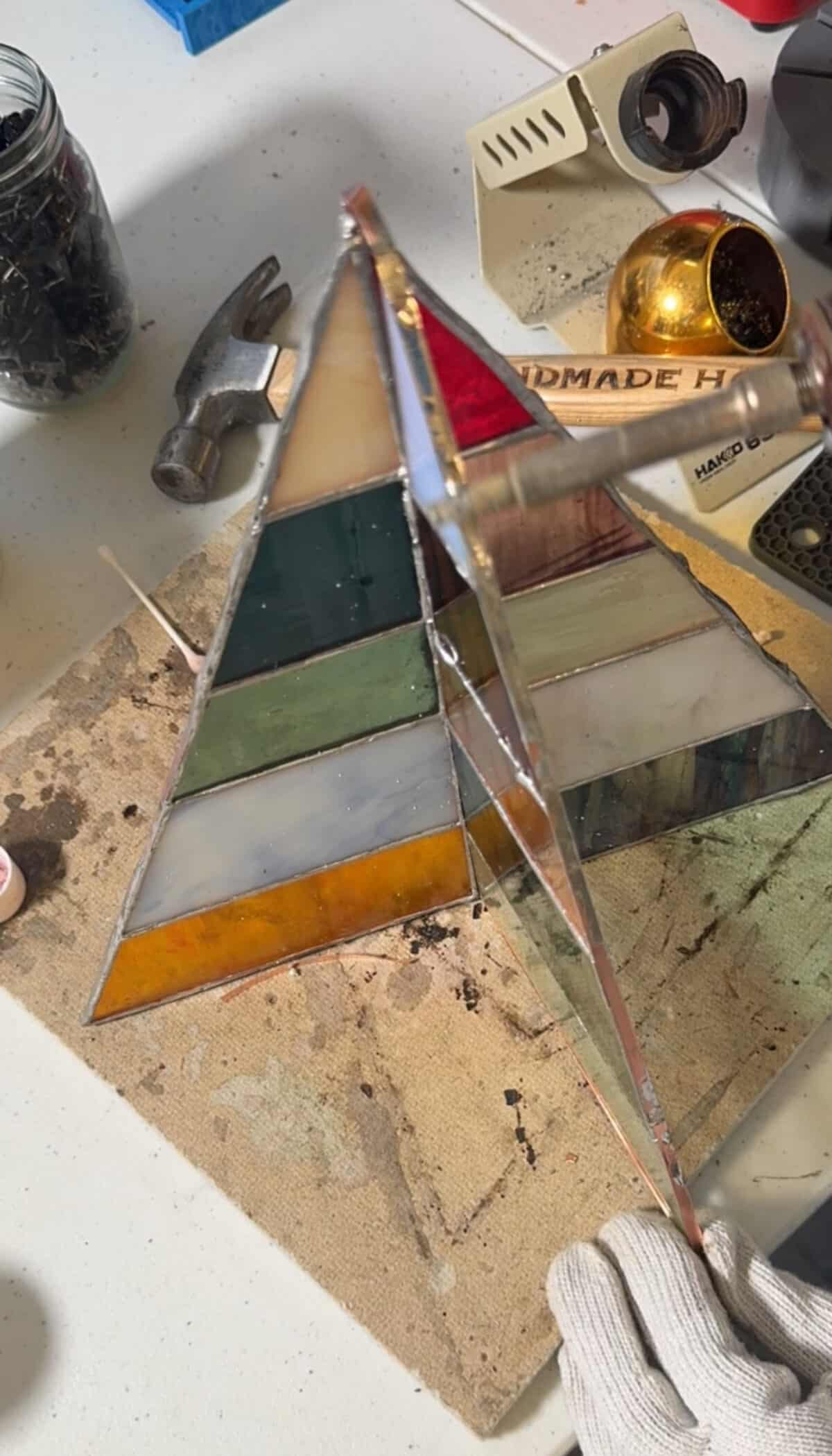 free-standing stained-glass christmas