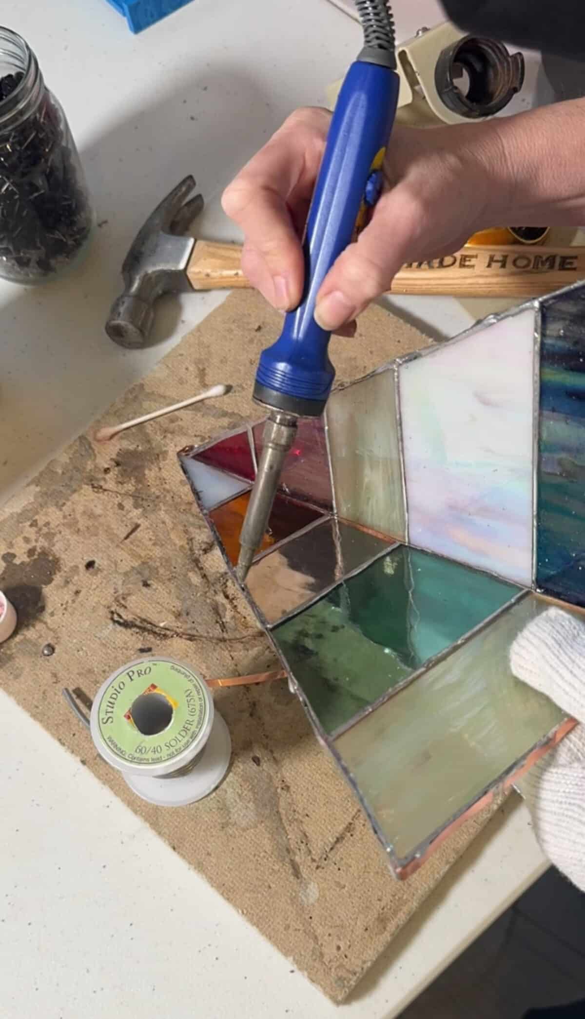 free-standing stained-glass christmas