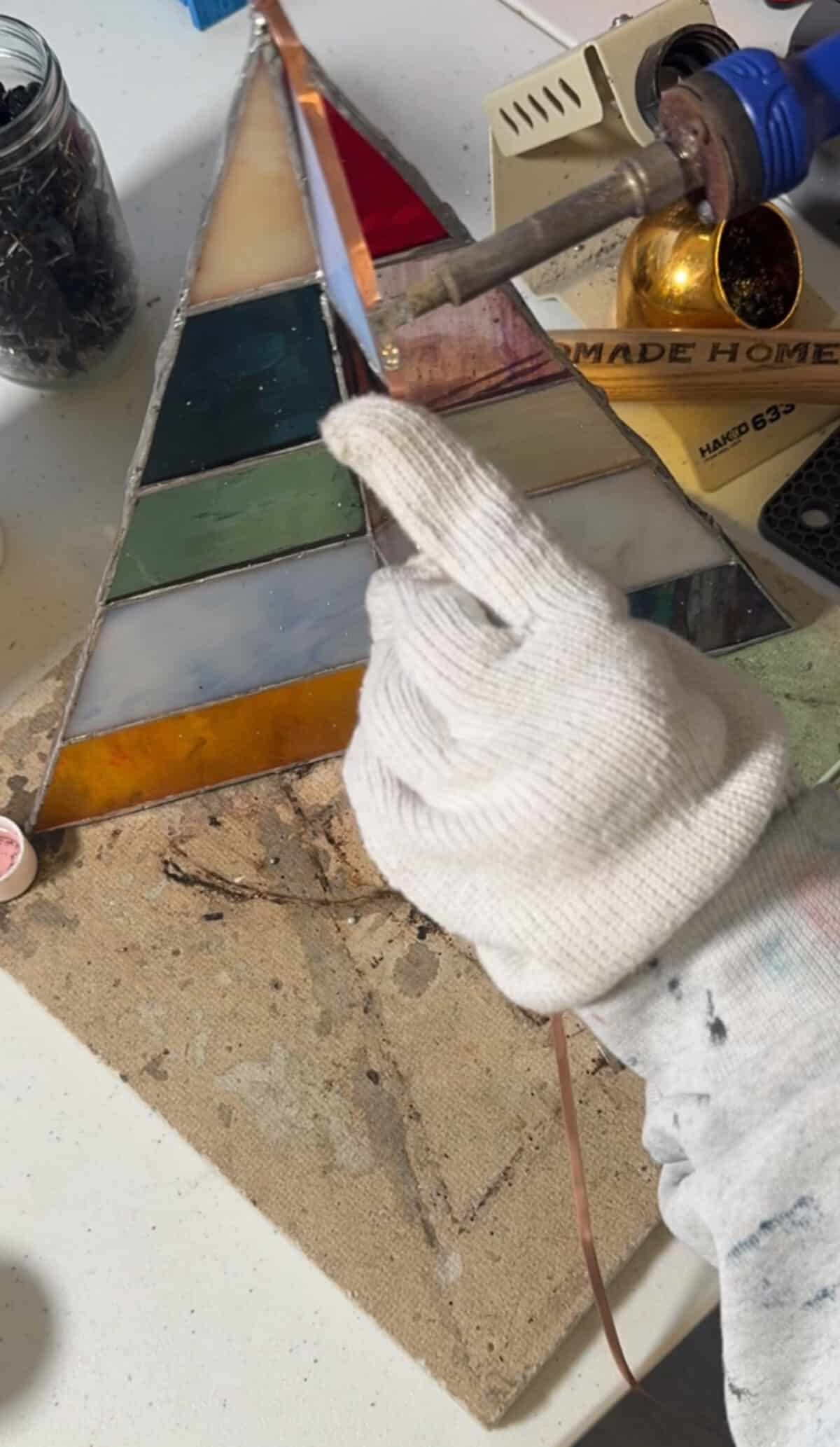 free-standing stained-glass christmas