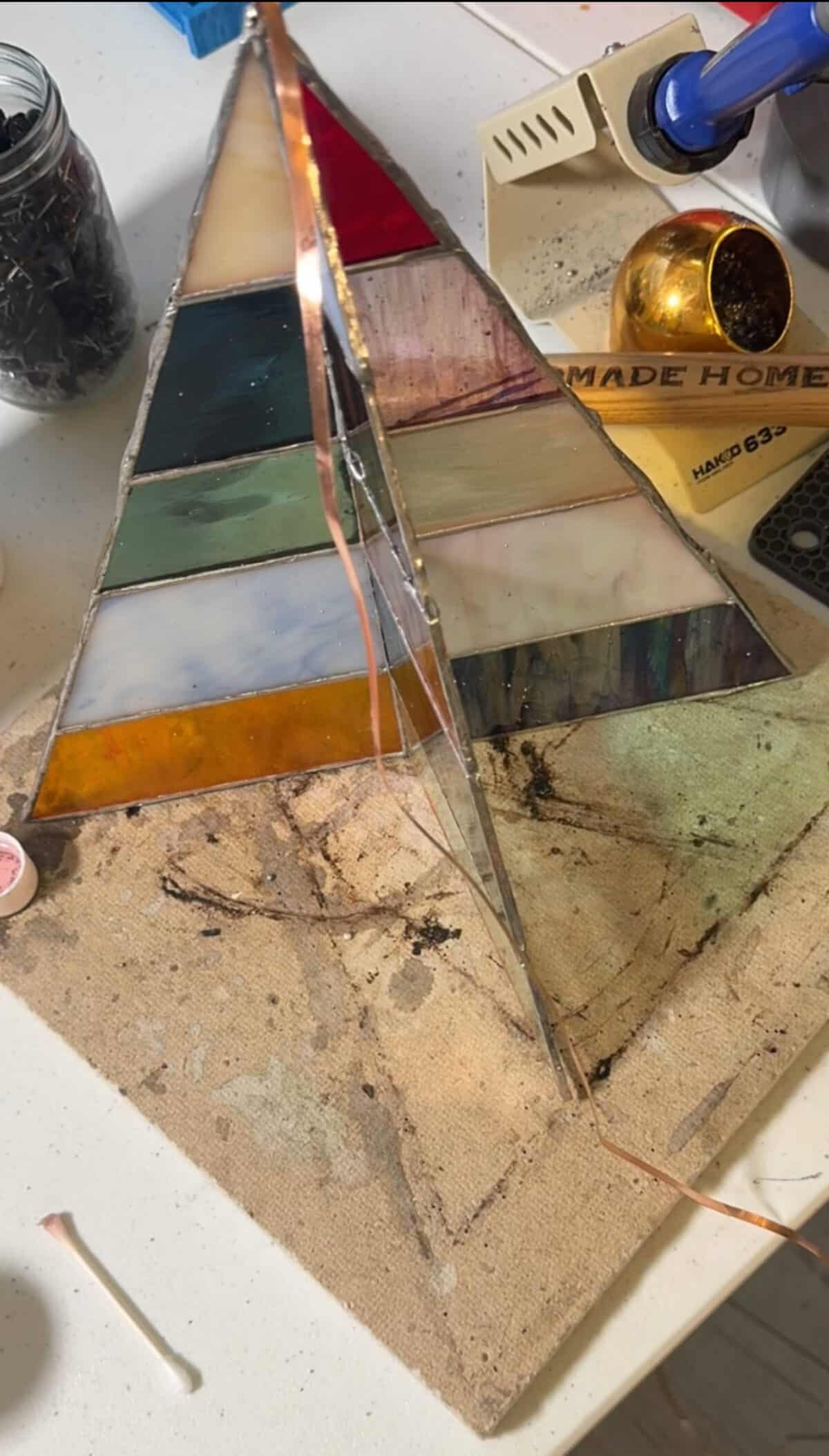 free-standing stained-glass christmas