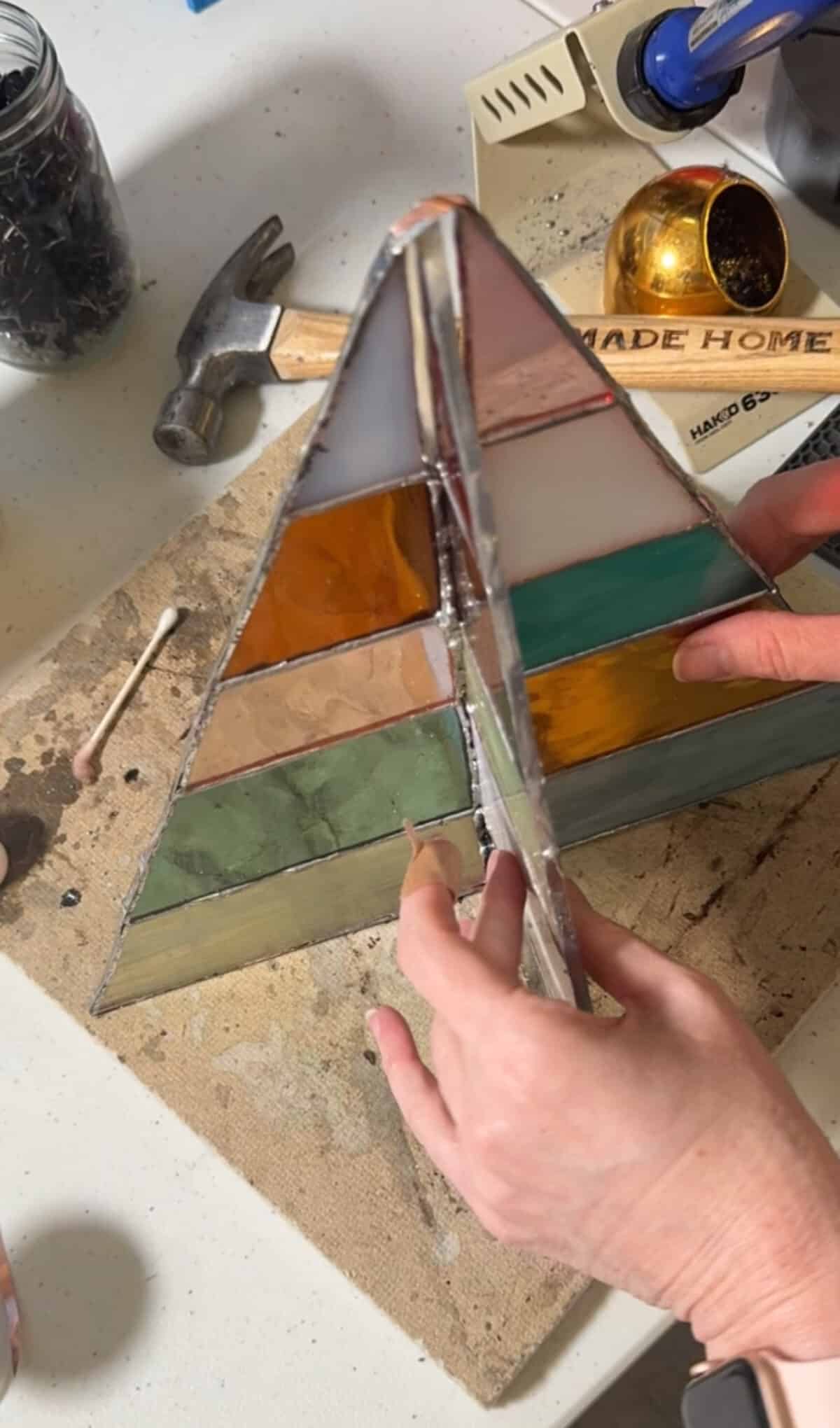 free-standing stained-glass christmas