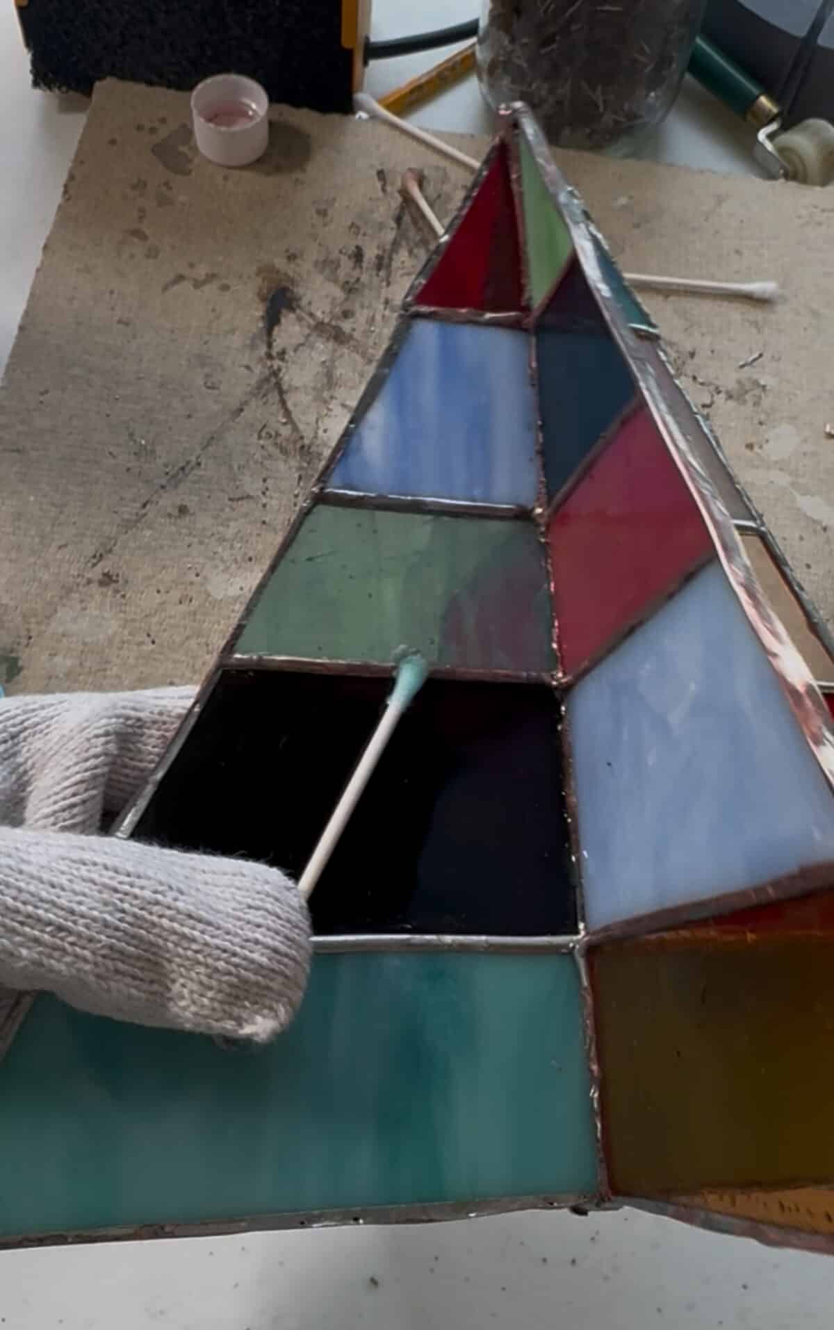 free-standing stained-glass christmas