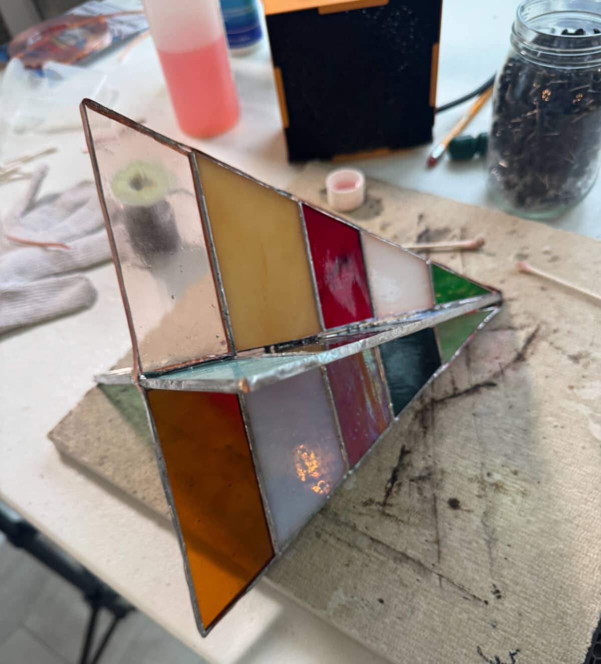 free-standing stained-glass christmas