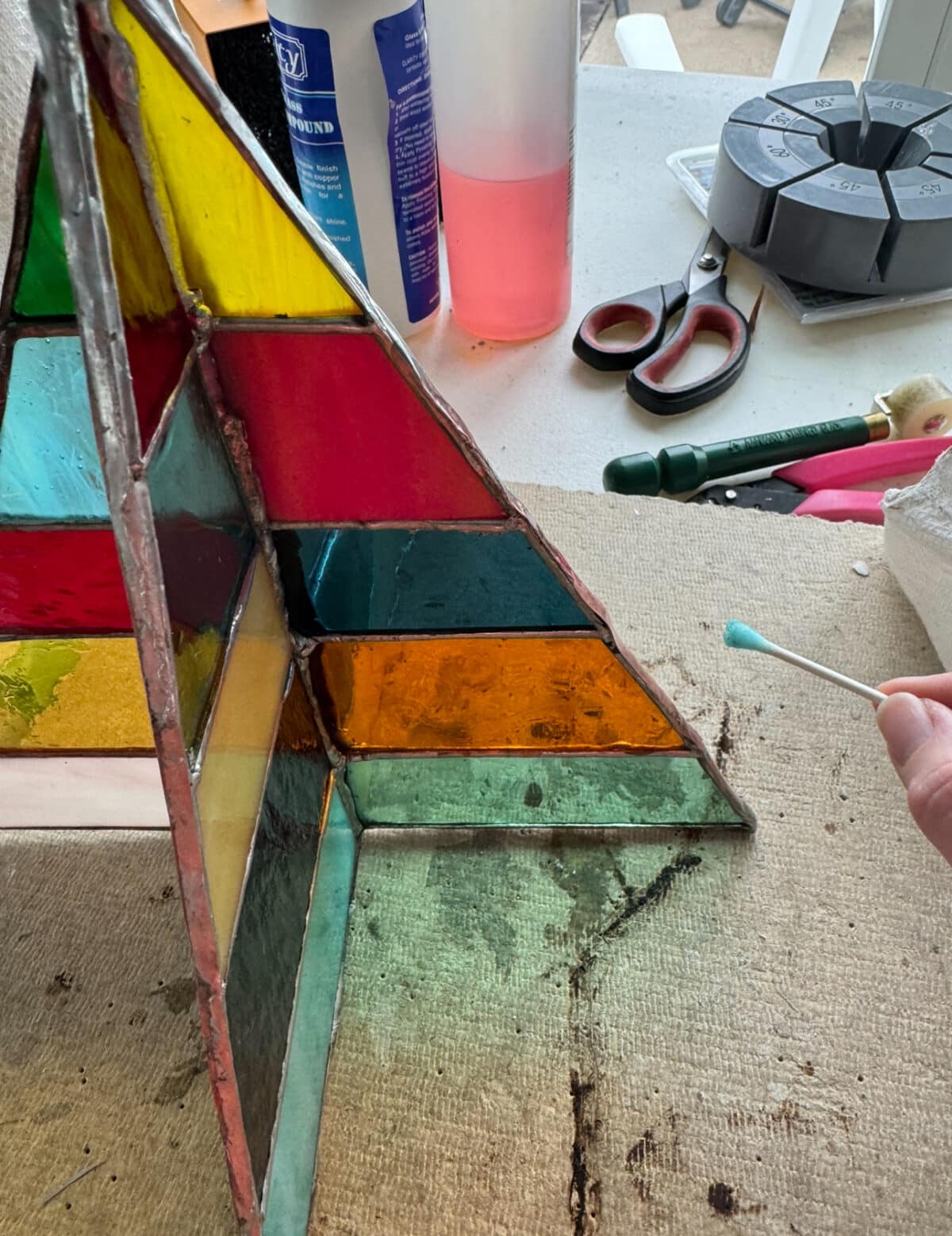 free-standing stained-glass christmas