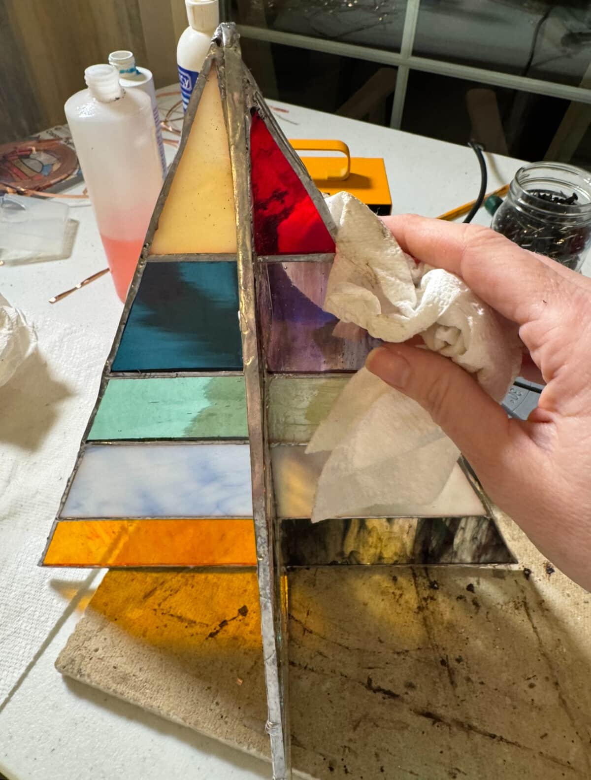 free-standing stained-glass christmas