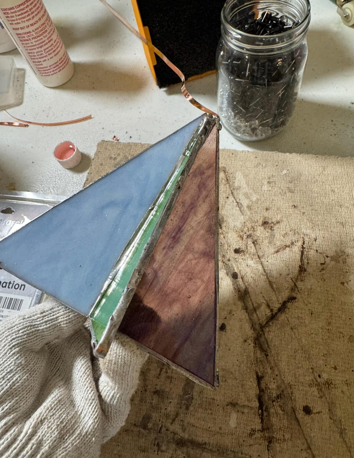 free-standing stained-glass christmas