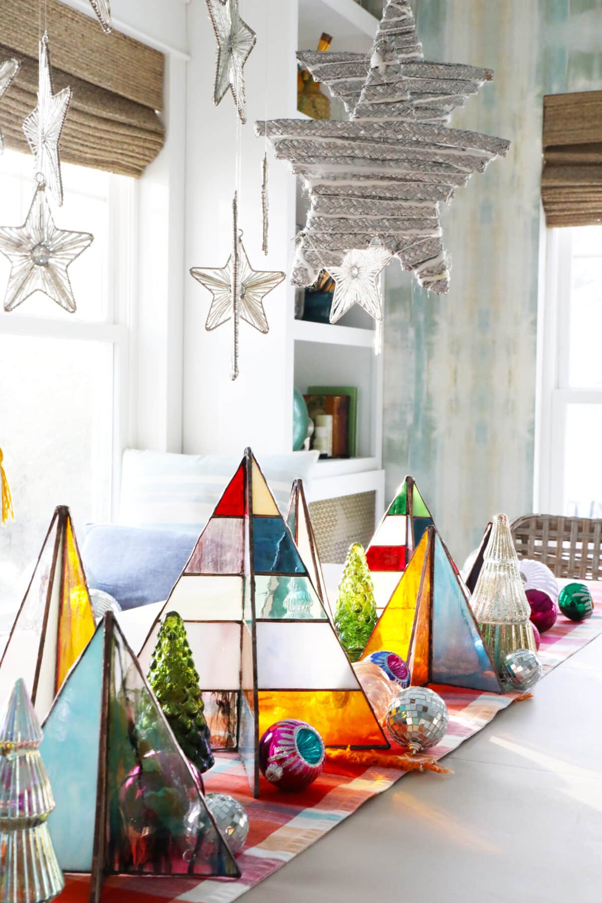 free-standing stained-glass christmas