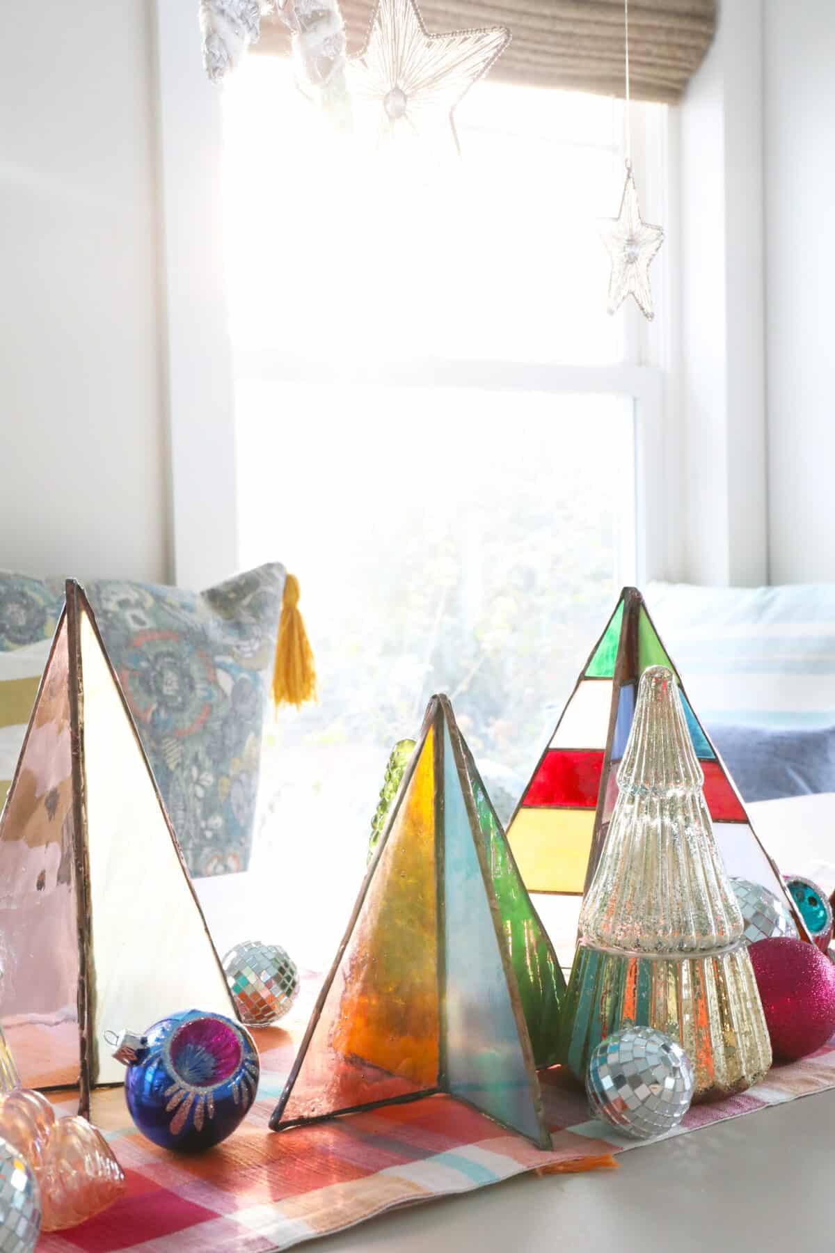 free-standing stained-glass christmas
