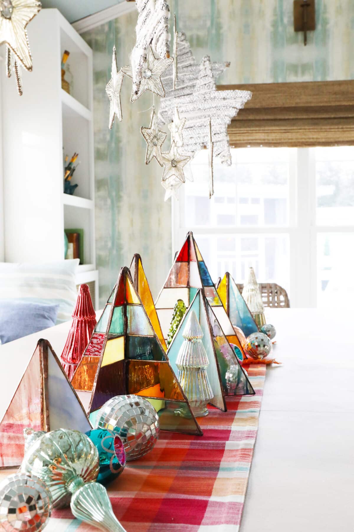 free-standing stained-glass christmas