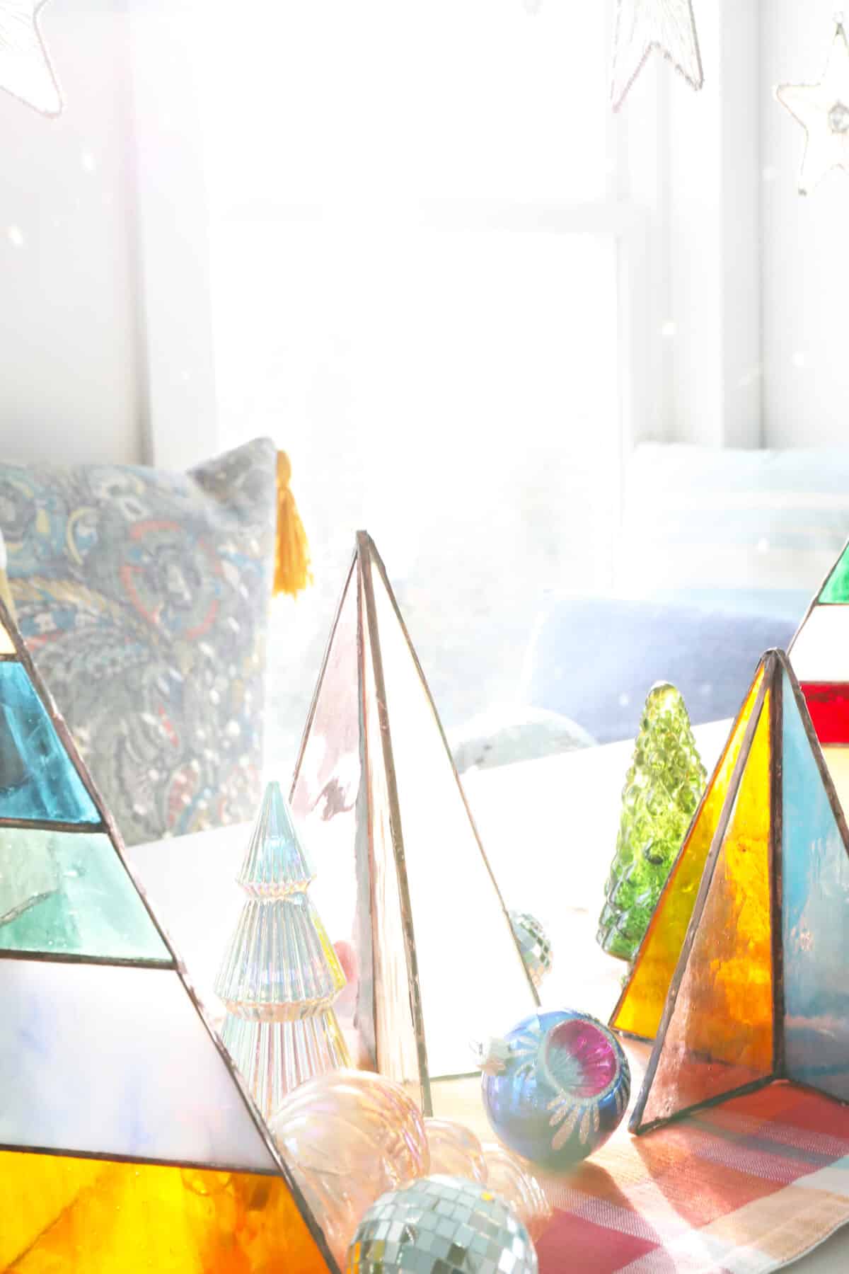 free-standing stained-glass christmas