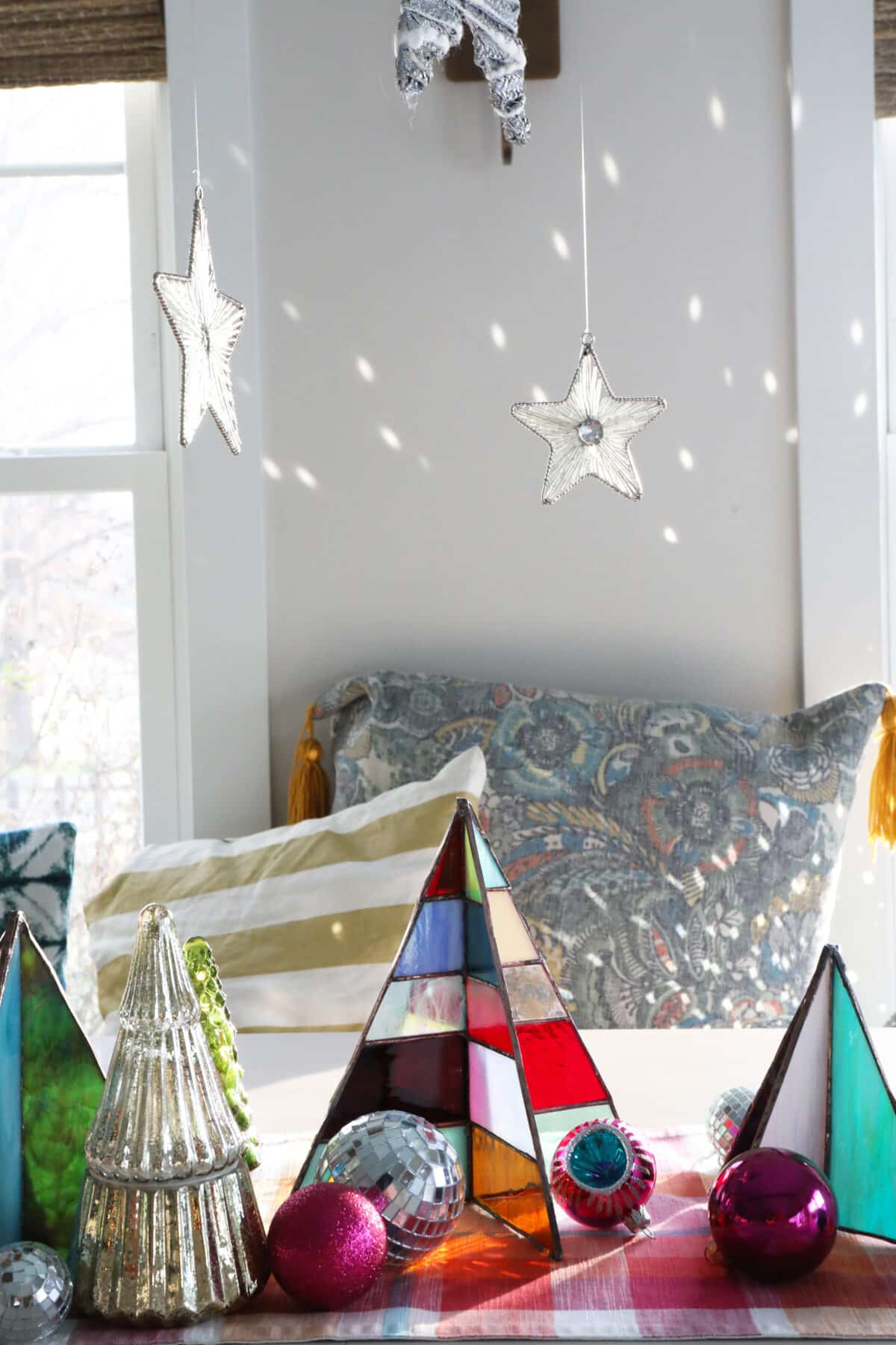 free-standing stained-glass christmas