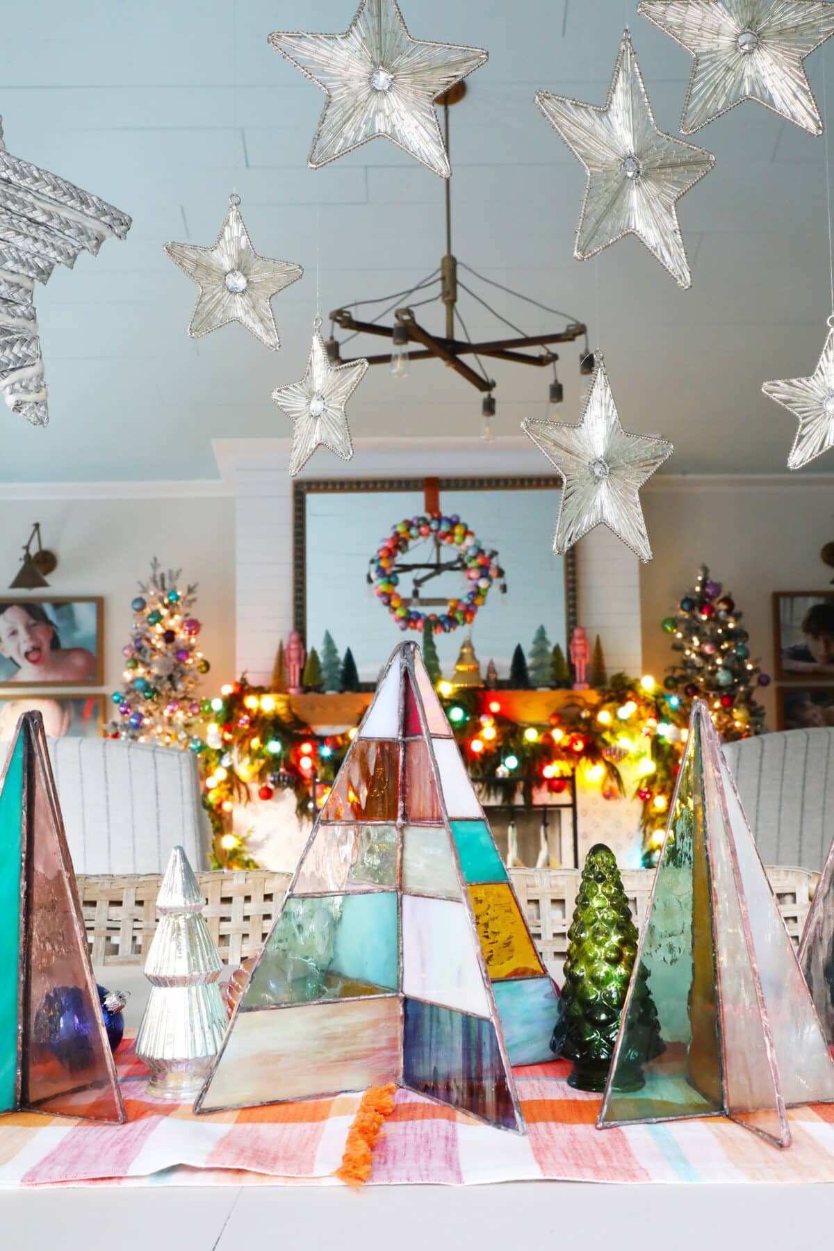 free-standing stained-glass christmas