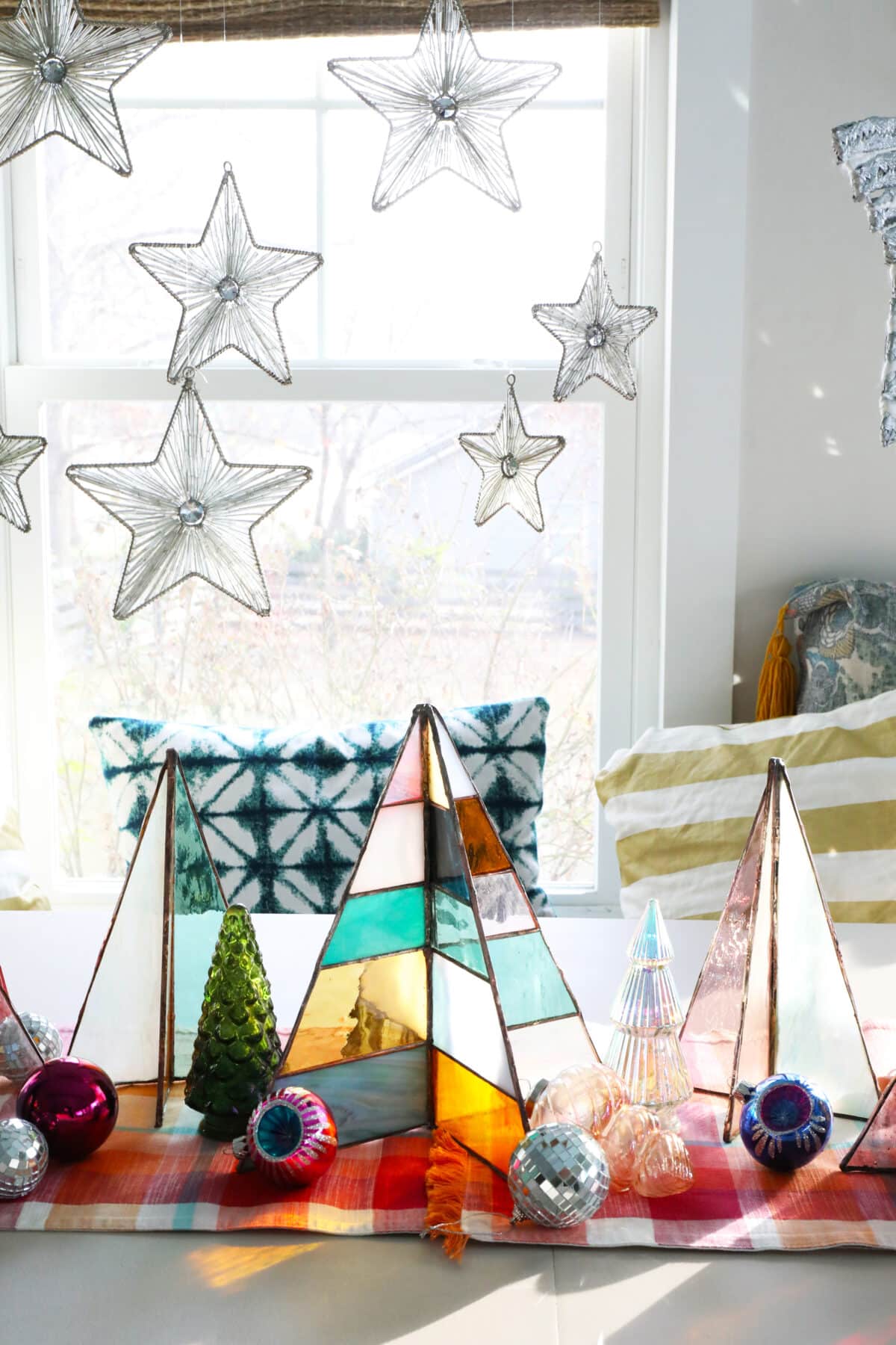 free-standing stained-glass christmas