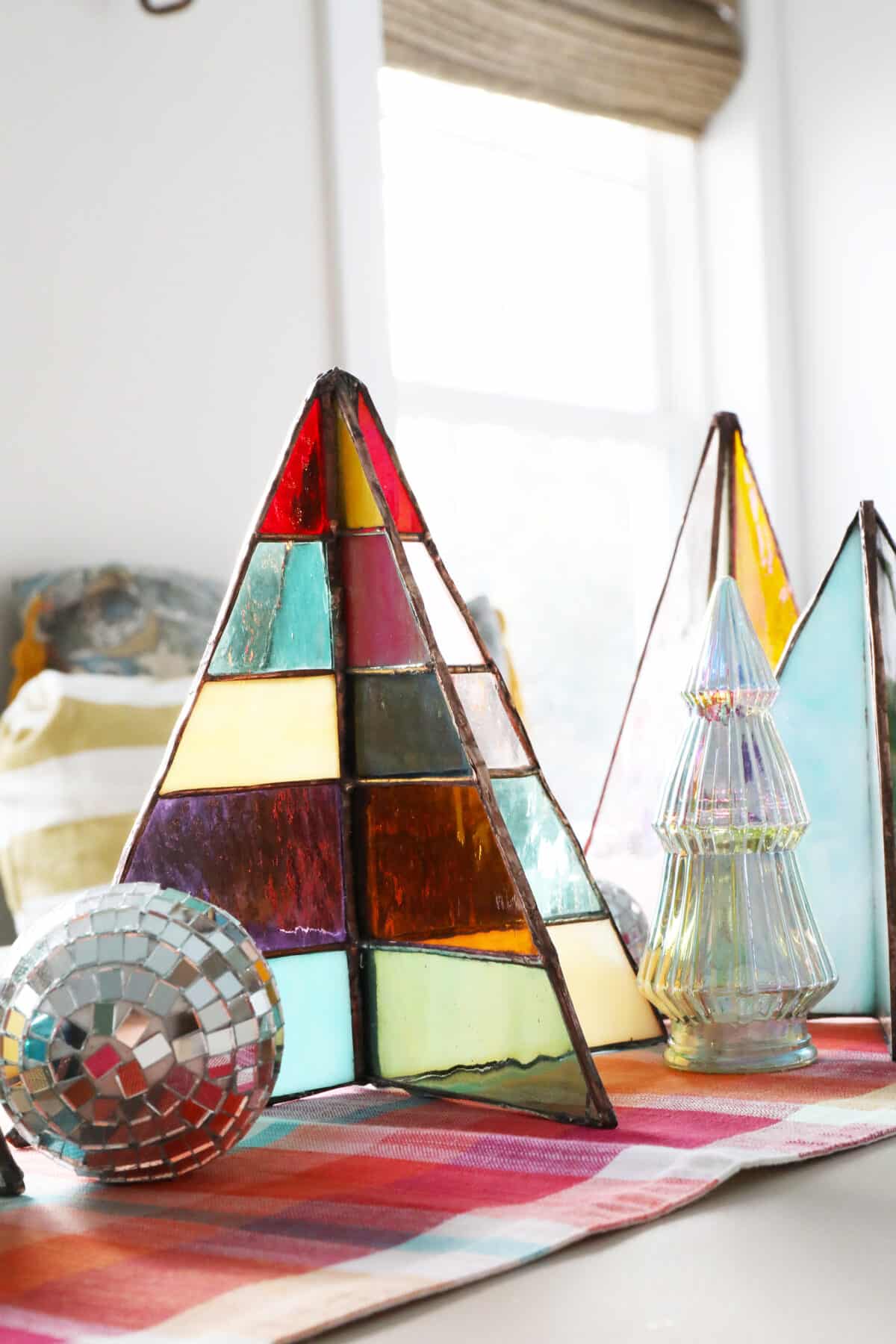free-standing stained-glass christmas