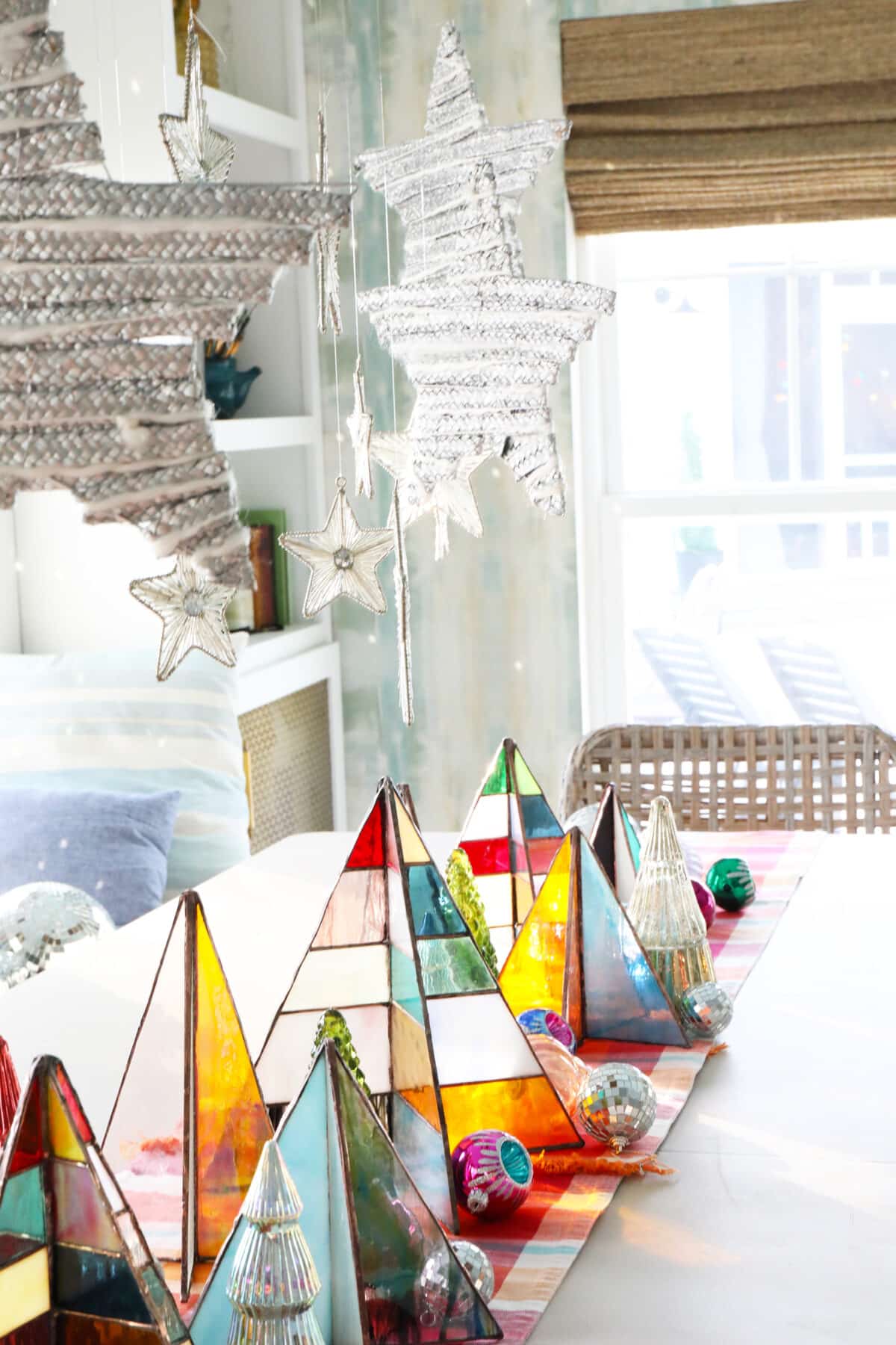 free-standing stained-glass christmas