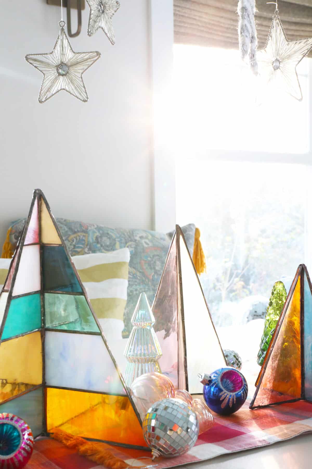 free-standing stained-glass christmas