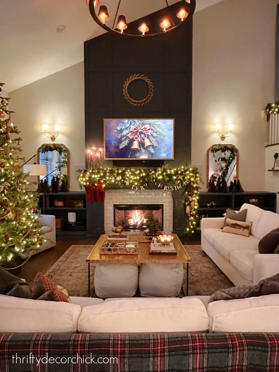 a detailed tour of the christmas decor in our great room | thrifty decor chick 38 tall fireplace christmas mantel decor