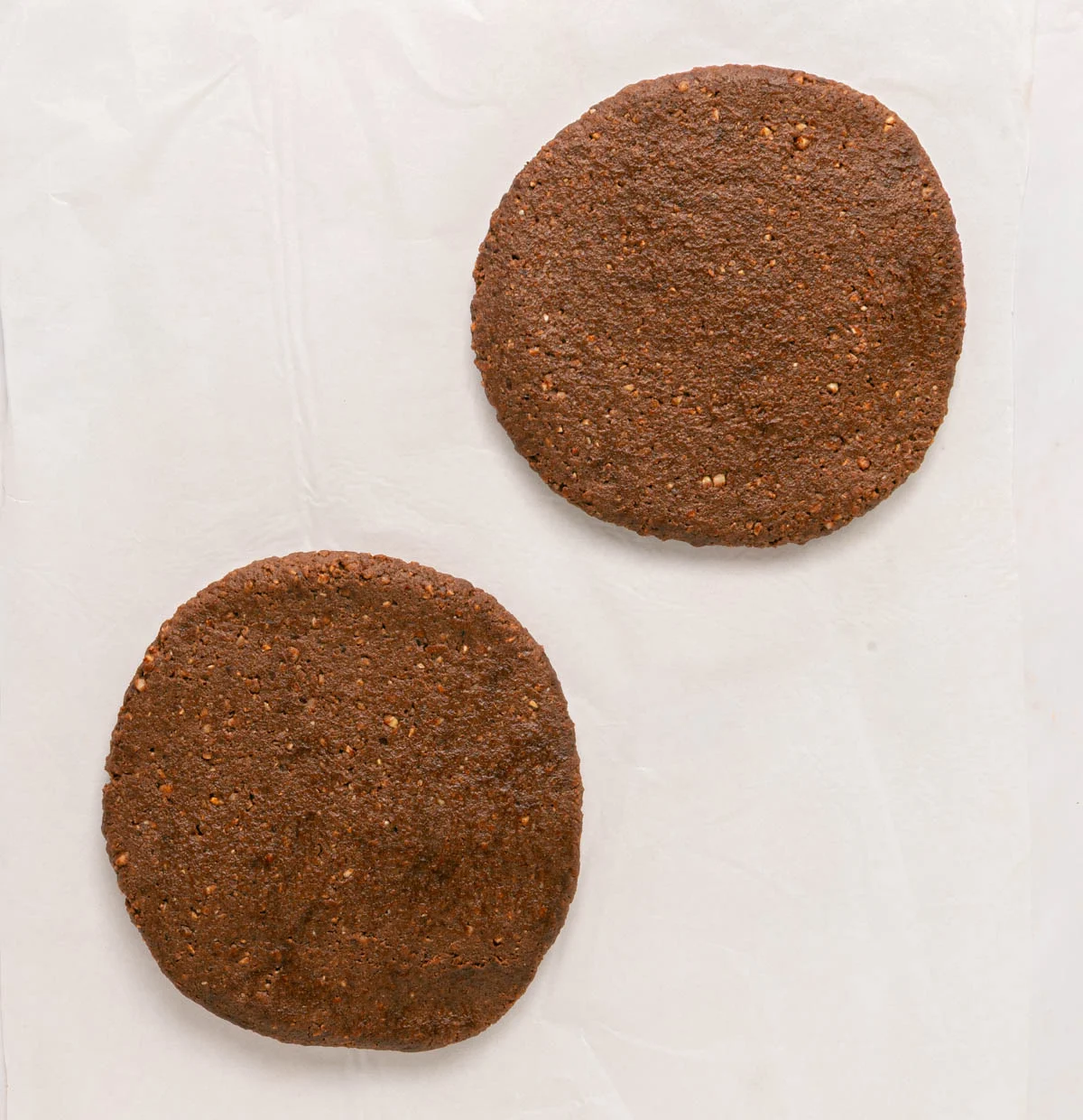 chocolate hazelnut cookies - paper and stitch 2 two circular flat piece of chocolate hazelnut dough