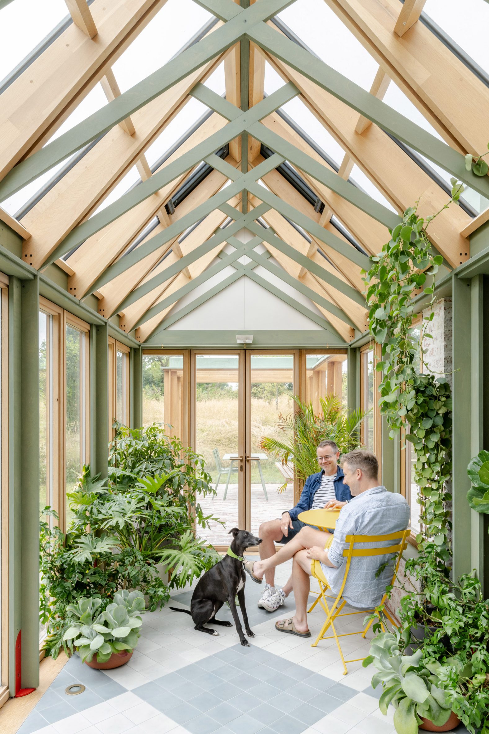 plant-filled conservatory