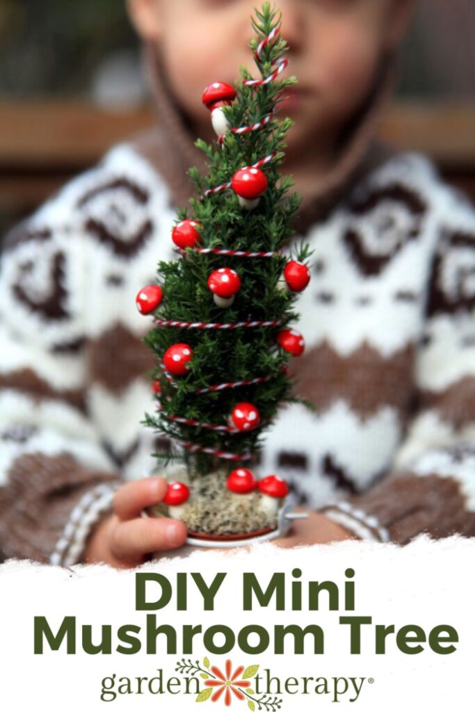 a real miniature christmas tree for the gnomes 7 child holding a homemade miniature mushroom tree