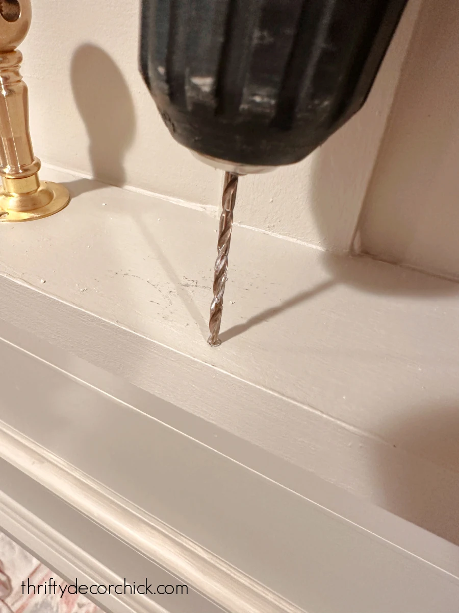 diy custom range hood with shelf and brass tipping rail | thrifty decor chick 14 installing brass gallery rail posts