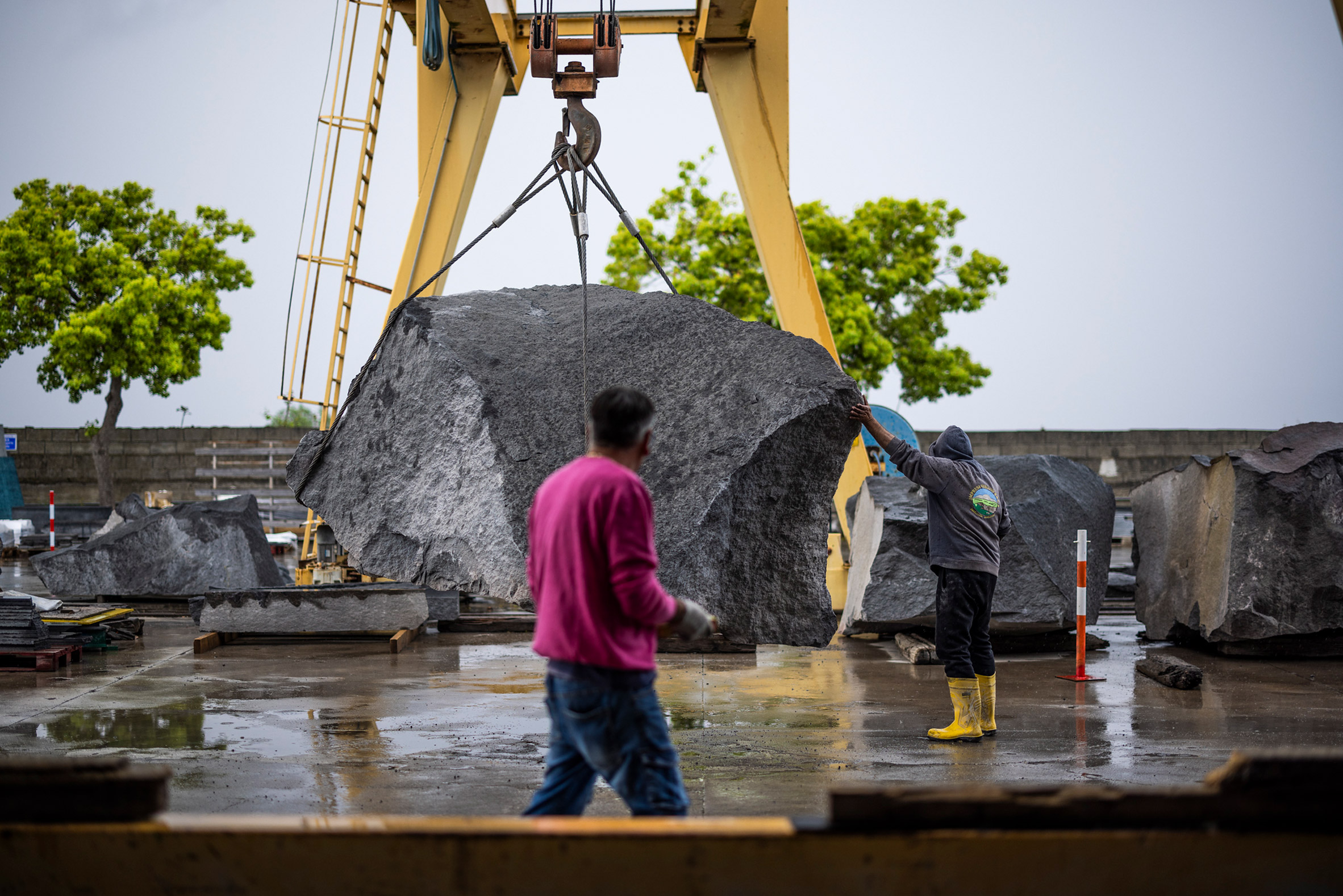 volcanic rock being quarried by ranieri
