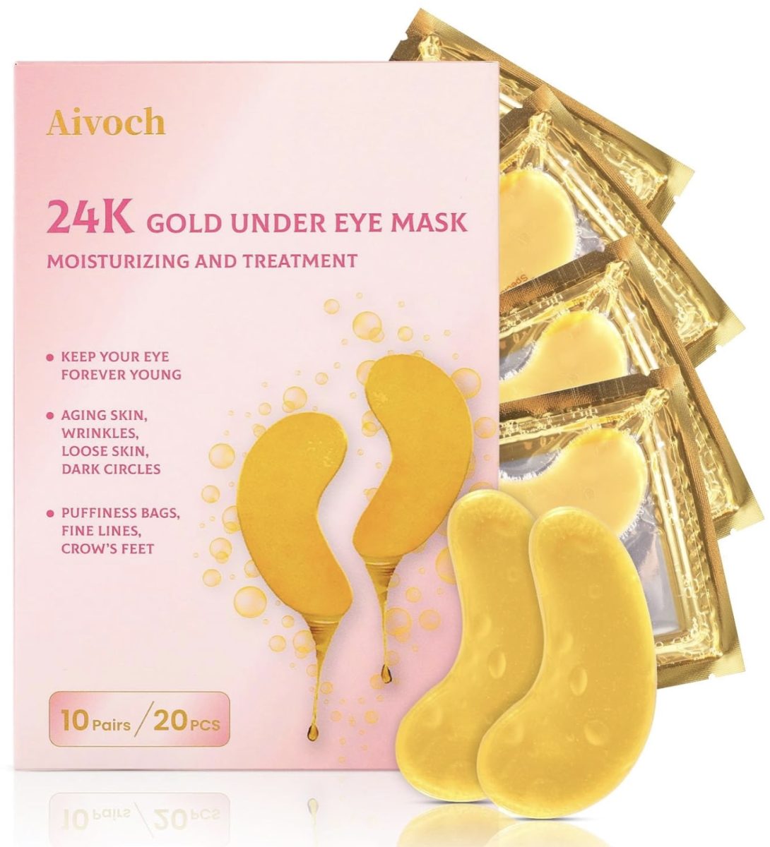 21 of the best unique stocking stuffers for under $6 14 a box of aivoch 24k gold under eye mask with 20 gold gel patches shown and four individual packs displayed—perfect as stocking stuffers. the packaging highlights benefits like reducing puffiness, fine lines, wrinkles, and dark circles.