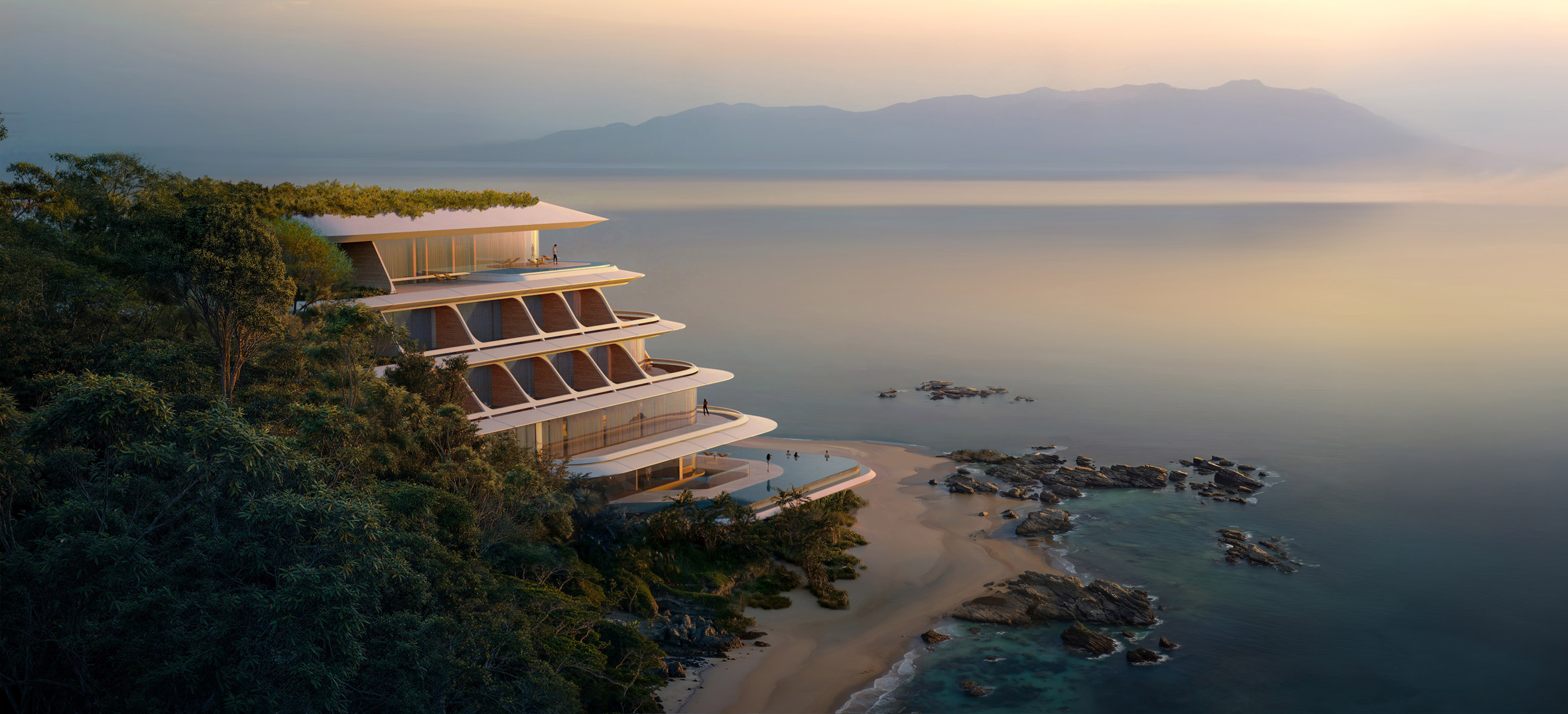 render of the vertex hotel in okinawa