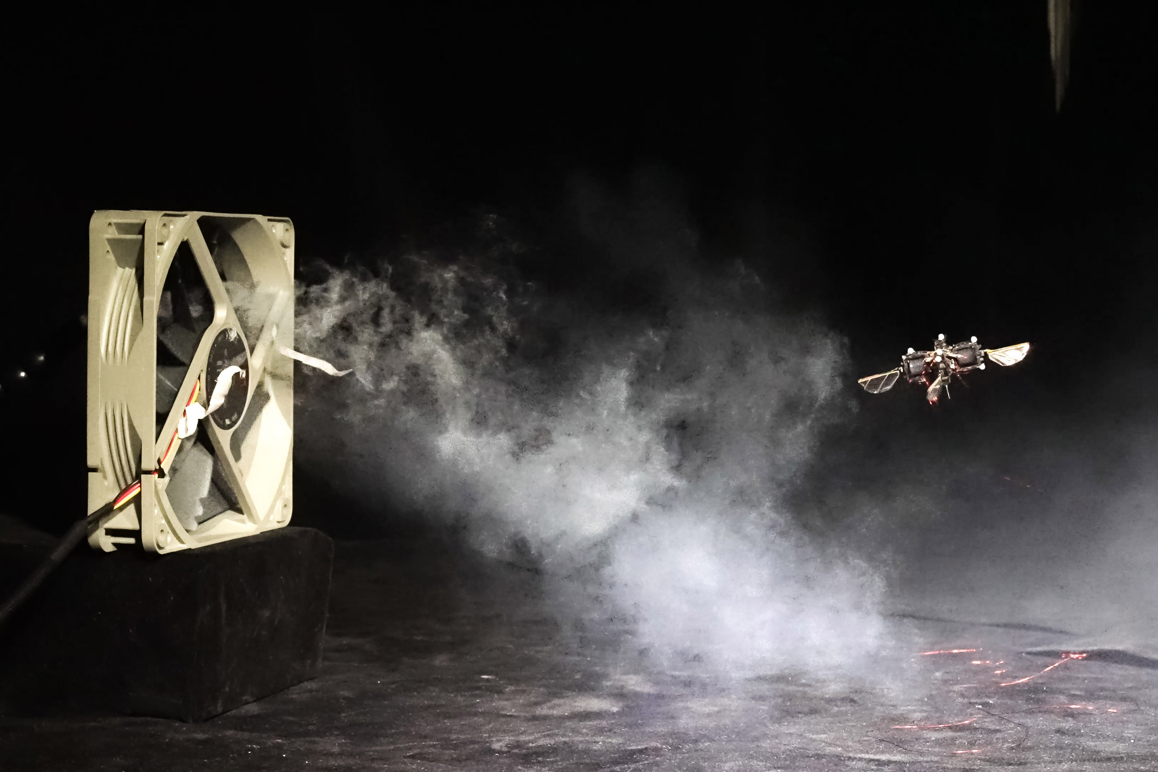 bee-sized robot in a fan