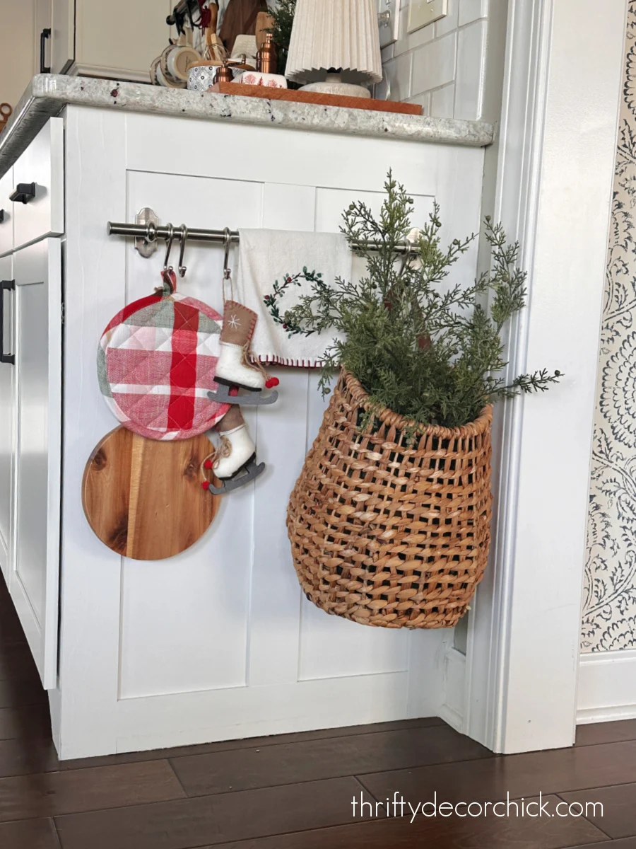 railing on end of cabinets