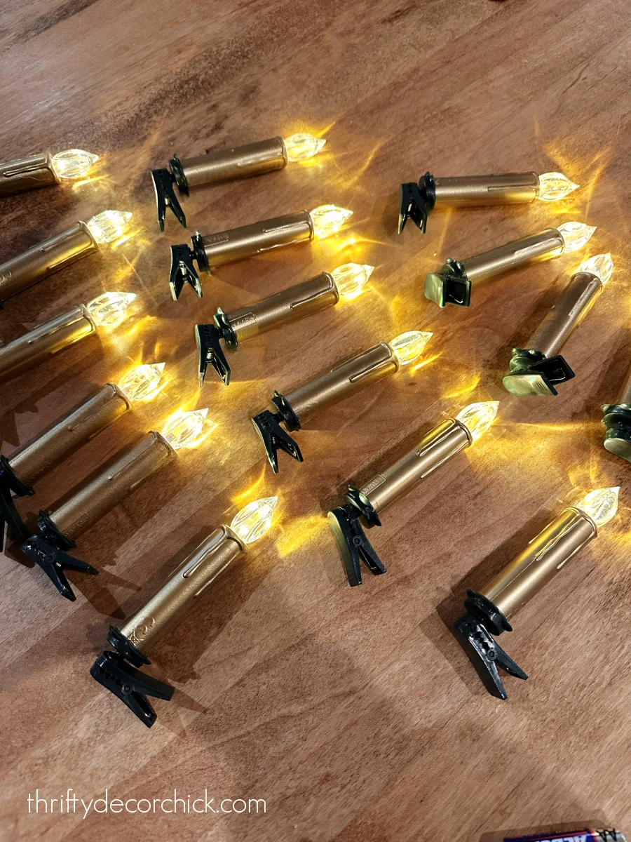 gold christmas tree candles