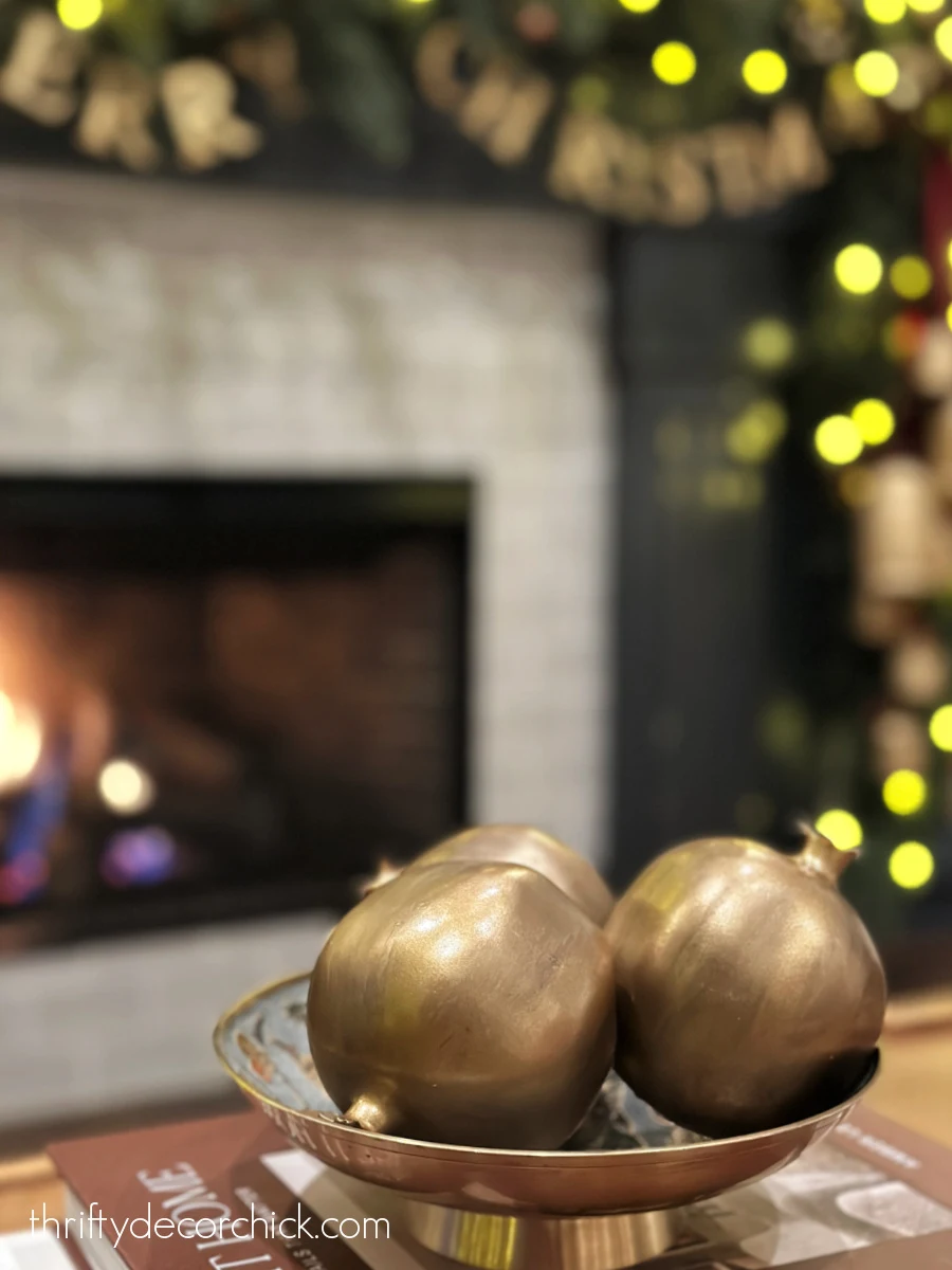 diy gold pomegranates in bowl
