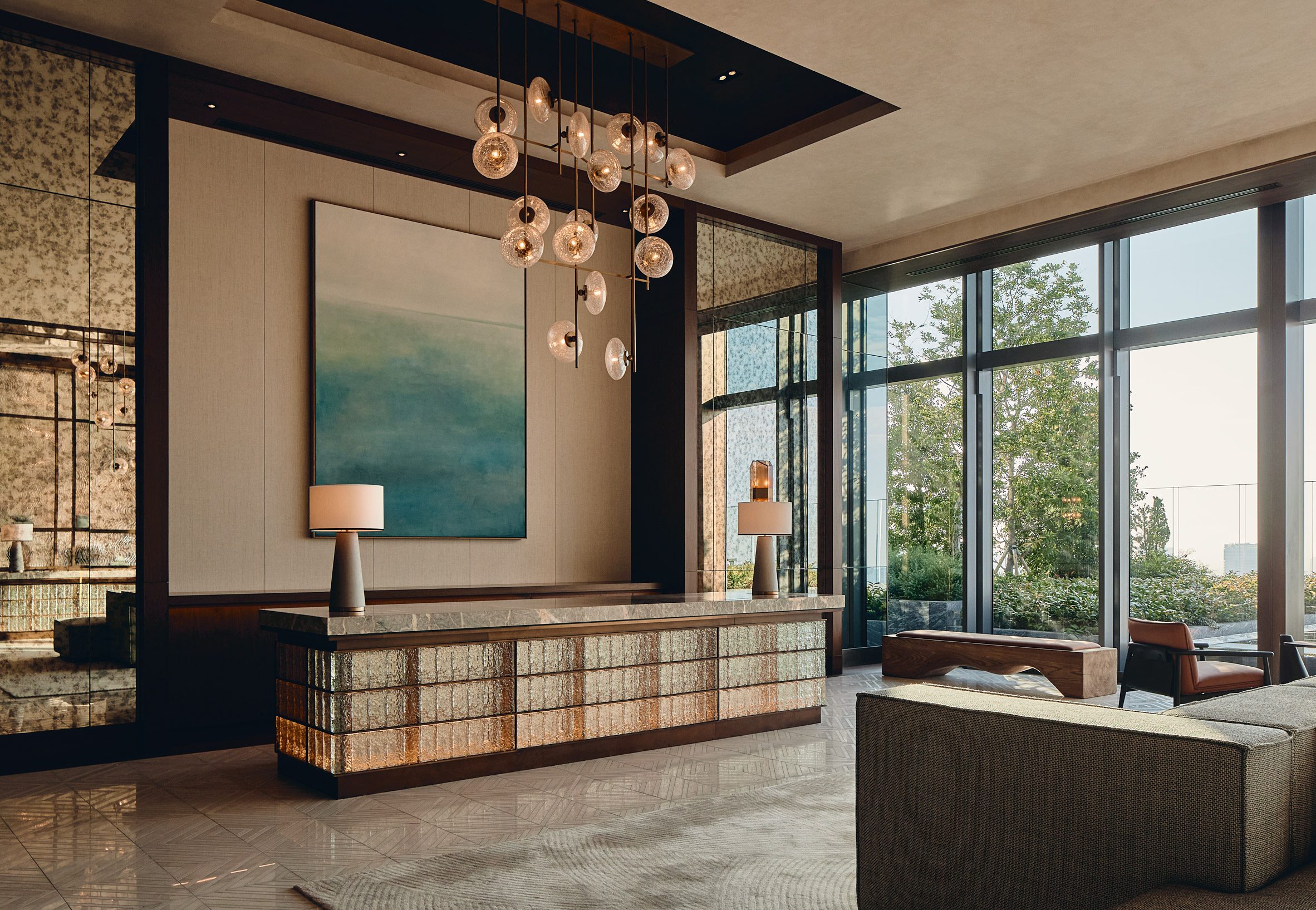 lobby of fairmont tokyo hotel by bar studio