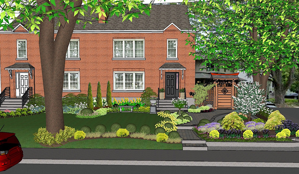 mock up of front yard garden