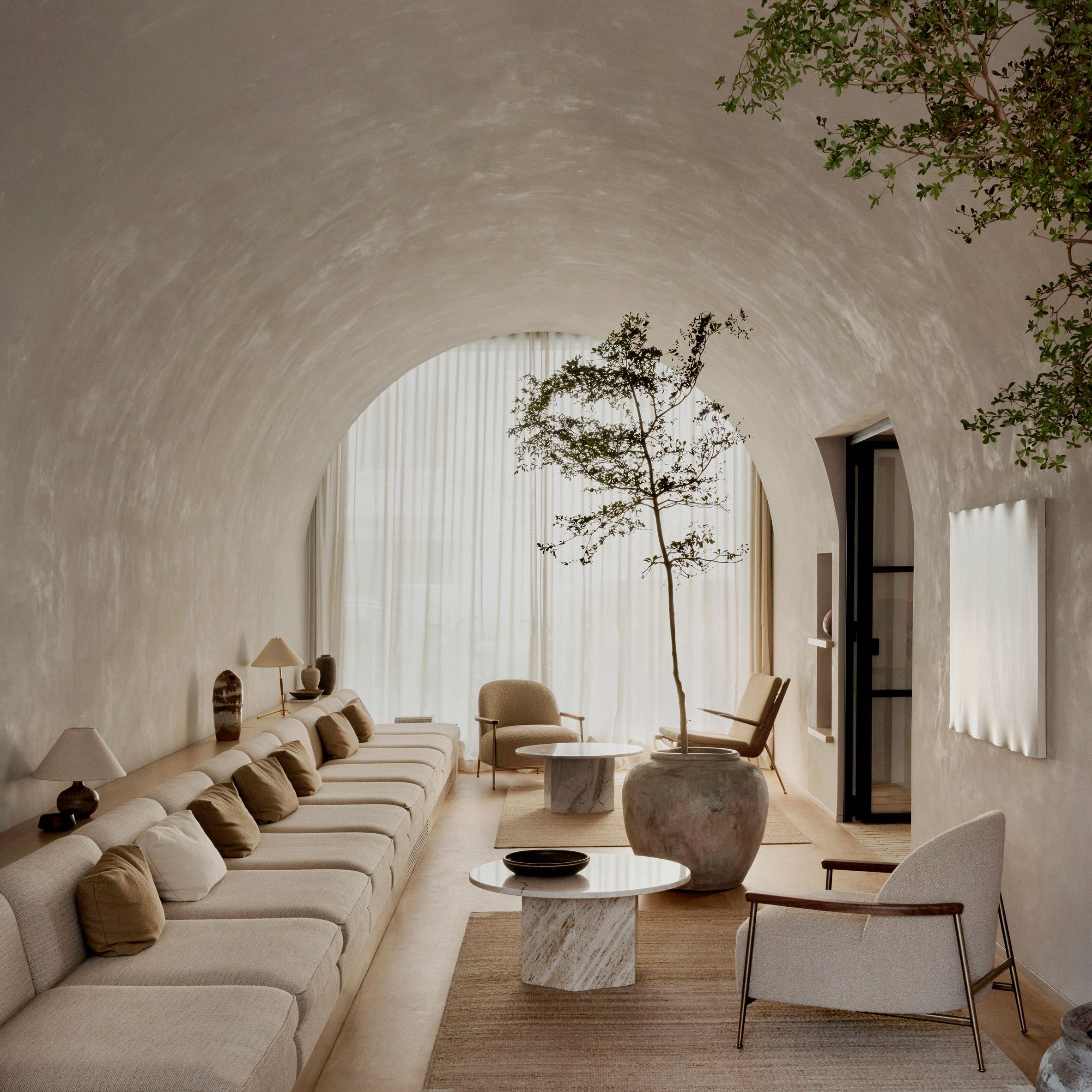 lounge area with curved roof puro hotel old town warsaw