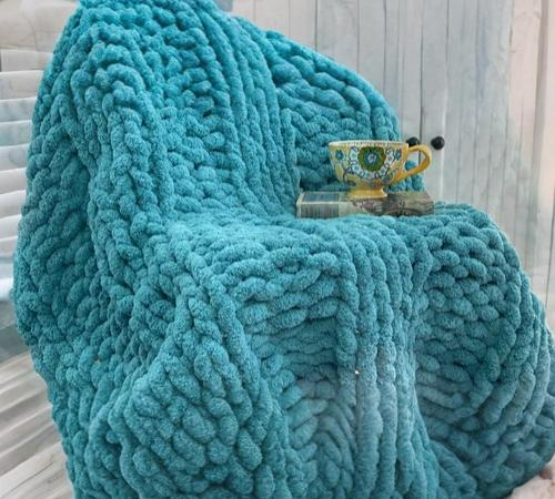 finger knit blanket