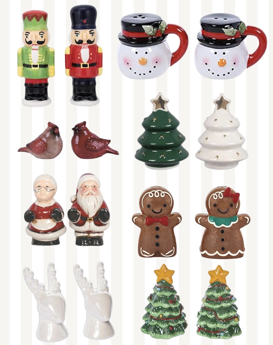 diy christmas tassel simple stepbystep tutorial 48 a collection of festive salt and pepper shakers shaped like nutcrackers, snowmen mugs, cardinals, christmas trees, santa, mrs. claus, gingerbread cookies, white gloves, and star-topped christmas trees.