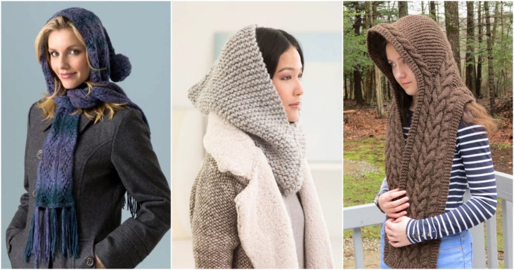 Knitted Hooded Scarf Free Patterns ⋆ Bright Stuffs