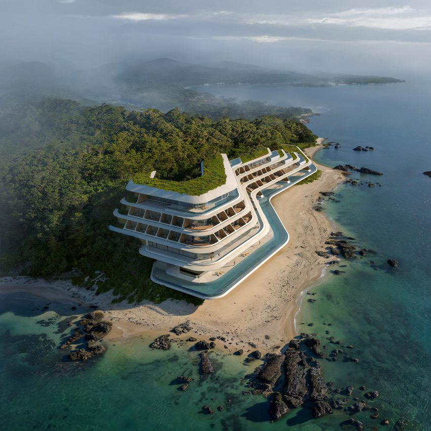 Zaha Hadid Architects designs hotel to wind around Okinawa beach