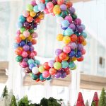 colorful iridescent bauble wreath and ornaments