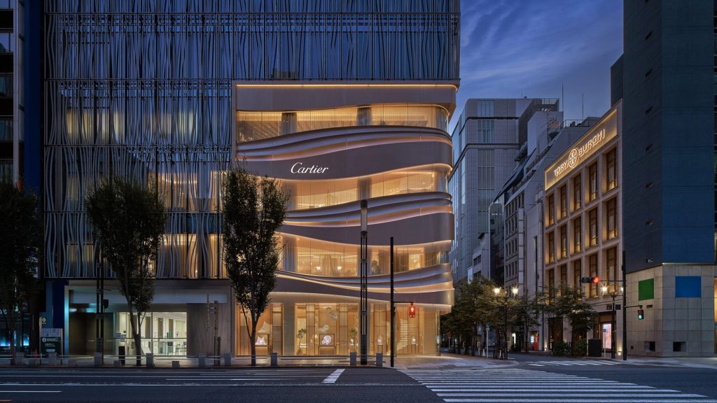 Klein Dytham shapes aluminium into “drape of fabric” for Cartier Ginza
