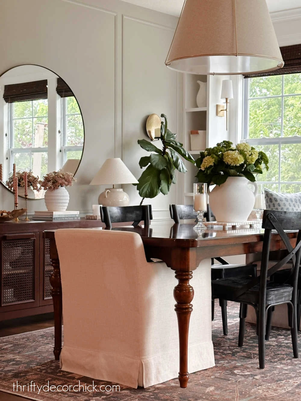 turned legs dark wood table