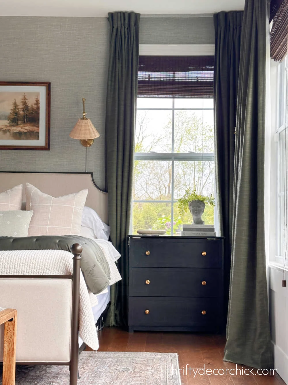 dark green long black out drapes