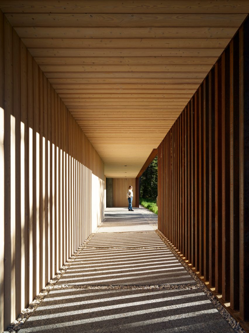 slated walkway in clb house