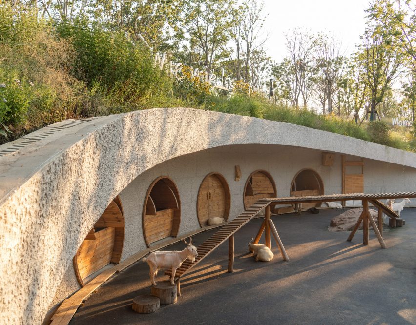 texture exterior of building at eco-farm by various associates