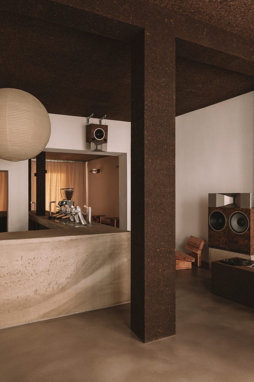 coffee counter made from concrete 